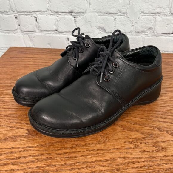 NAOT Shoes Comfort Black Leather Round Toe Lace Up Low Top Oxfords 39 or 8.5 - Picture 1 of 7